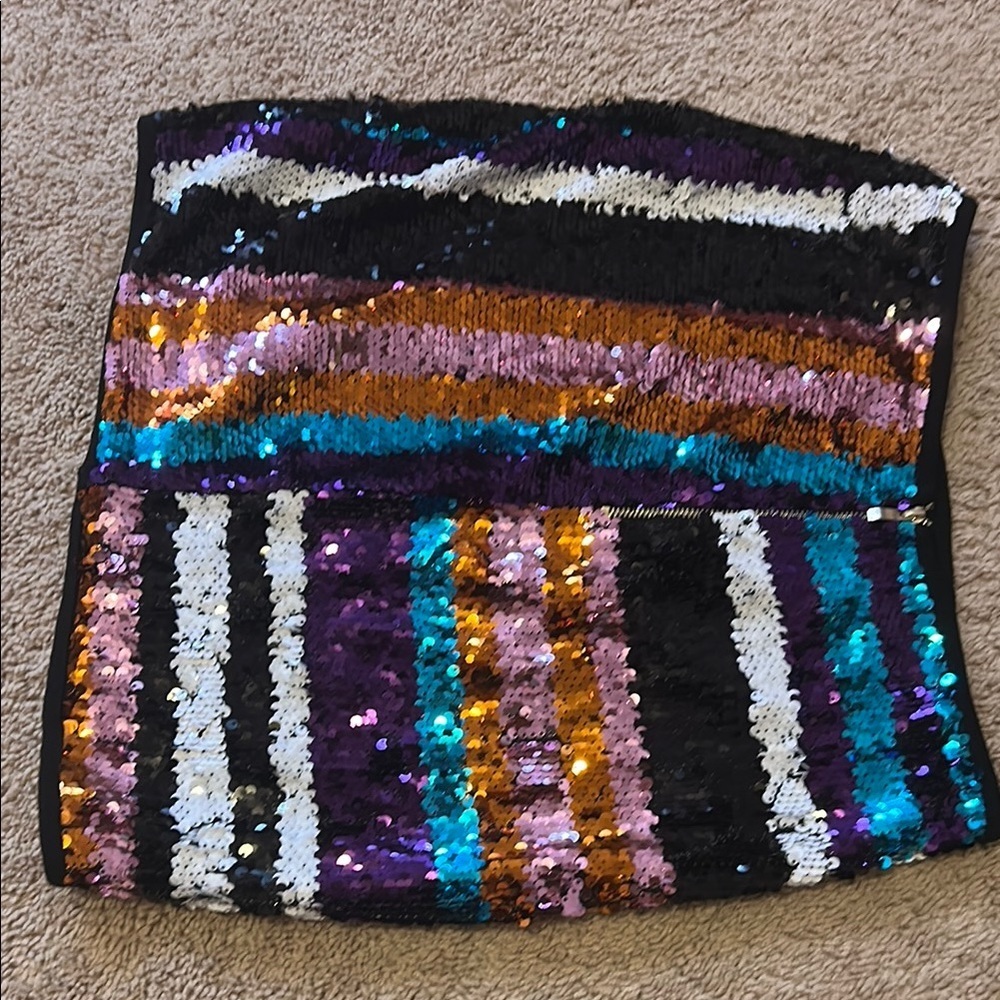 Privy Sequin Mini Skirt Black and Blue - Picture 3 of 11